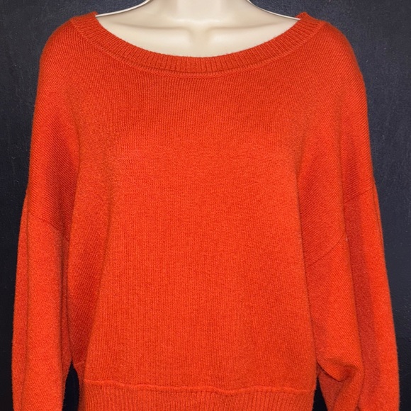 Moth by Anthropologie burnt orange Cabin balloon sleeved sweater. Sz large. - Picture 4 of 14